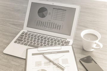 Showing business and financial report. Accounting