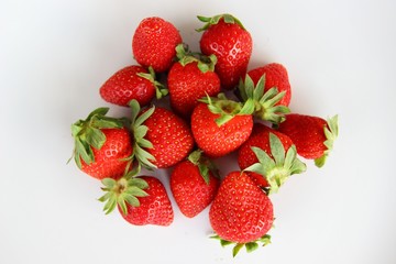 Strawberries on the white background