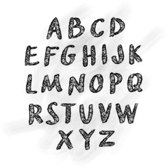 Vector chalk sketched characters abc