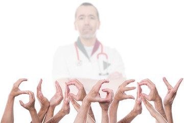 Das Wort surgery aus Händen geformt