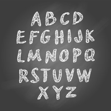 Vector chalk sketched characters abc