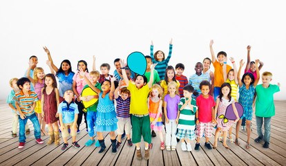Obraz premium Multiethnic Children Smiling Happiness Friendship Concept