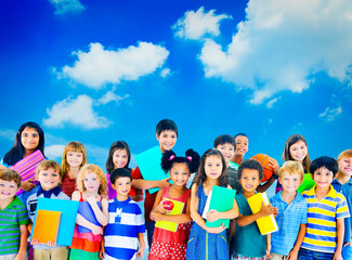  Children Cheerful Studying Education knowledge Concept