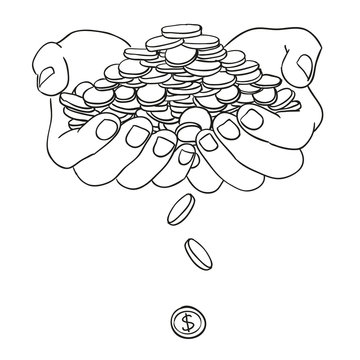 hands and money doodle