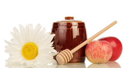 Sweet honey with flower and apple