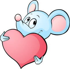 Obraz premium mouse cartoon hold heart isolated on white background