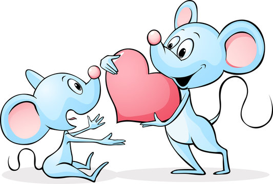 two mouses in love - vector illustration