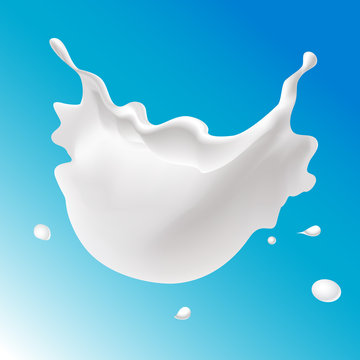 vector splash of milk on blue background