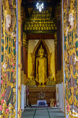 Fototapeta na wymiar Buddha Image with Goddess Sculpture
