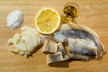Fillet herring with onion and lemon