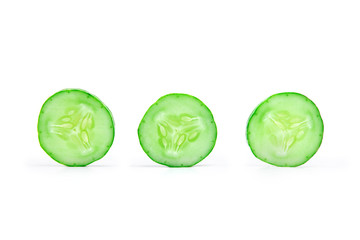 Sliced Cucumber on white background