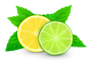 lemon with lime slice and mint © slawek_zelasko