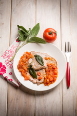 escalope with tomatoes and sage