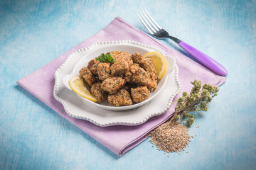 swordfish croquettes with sesame seeds