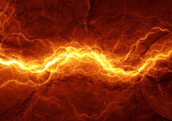 Naklejka premium Hot fiery lightning, burning electrical background