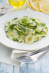 Salad with cucumber, fennel, green onions and mint