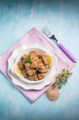 swordfish croquettes with sesame seeds