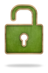 Padlock shape green blackboard