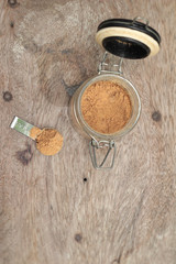 Brown sugar in a glass jar