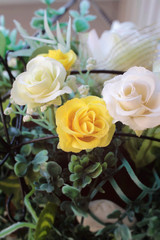 Beautiful vintage roses of artificial flowers