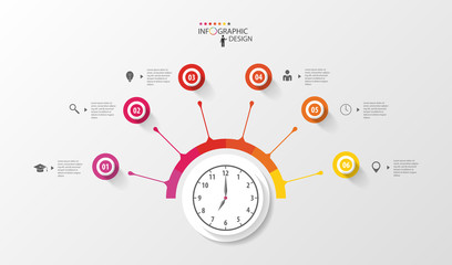 infographic circle with clock. Business plan template. Vector