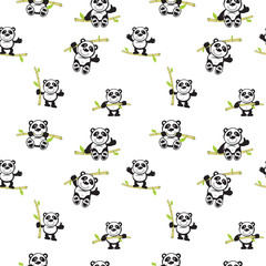 Panda with bamboo seamless pattern