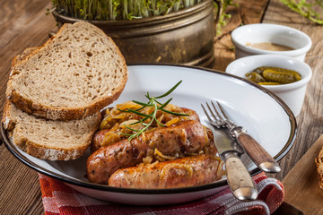 Grilled sausage.