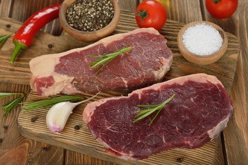 Raw ribeye steak