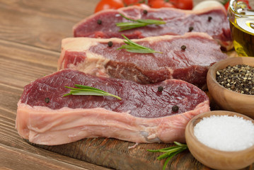 Raw ribeye steak