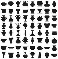 vases and pots of icons on white