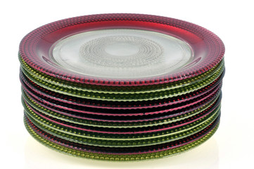 Pile d'assiettes en verre