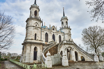 Fototapeta na wymiar Vladimir pseudo-Gothic church in Bykovo