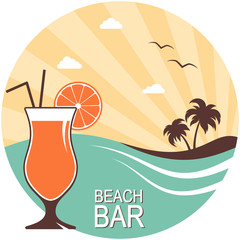 Retro style poster for beach bar or summer cocktail party design