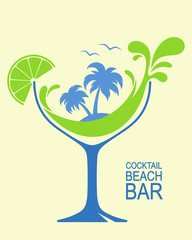 Cocktail for beach bar or summer cocktail party design
