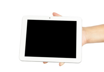 Woman hand holding tablet