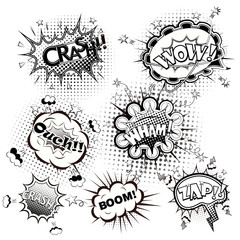 Comic speech bubbles black and white vector