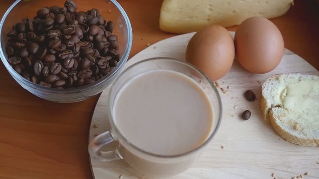 Top view of the slow motion video Of Healthy breakfast on The