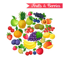 background with fruits and berries