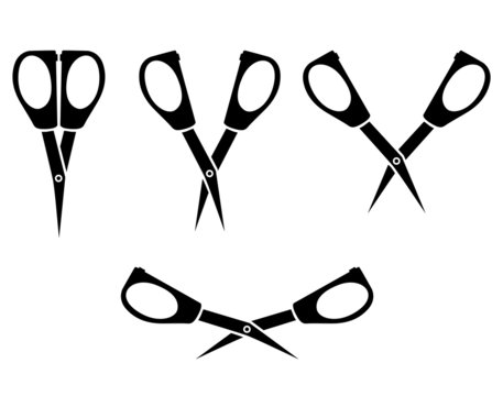 Silhouette image of opening and closing little nail scissors