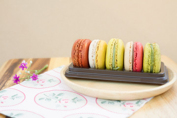 colorful macarons in vintage tone