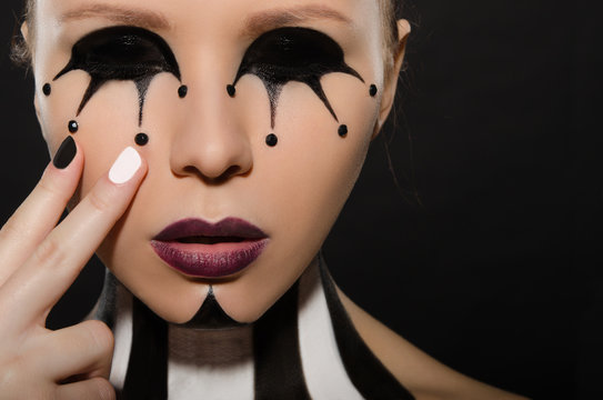 Portrait With Creative Black And White Makeup