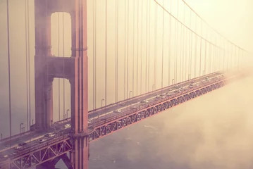 Tableaux ronds sur plexiglas Pont du Golden Gate Info trafic Golden Gate Bridge