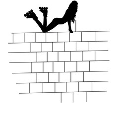 girl on the brick wall vector illustration