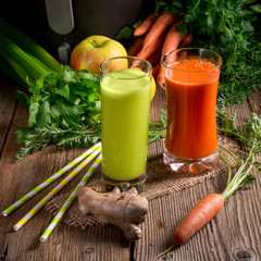 Freshly squeezed vegetable juices