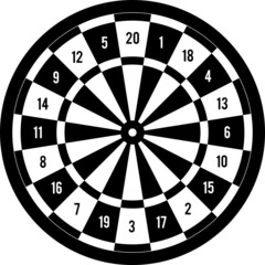 Darts target black & white, vector illustration