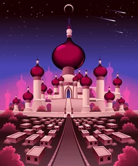 Poster Arabian castle in the night © ddraw
