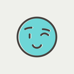 Winking emoticon thin line icon