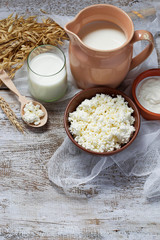 Dairy products: milk, cottage cheese, sour cream