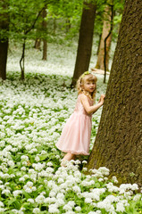 beautiful girl in spring forrest