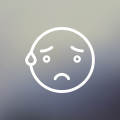 Exhausted smiley thin line icon